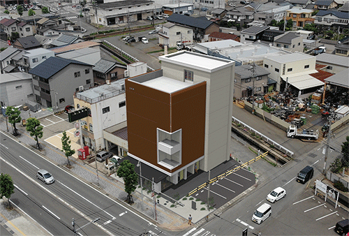 完成パース（空撮+BIM）