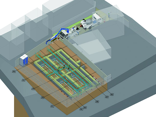 GLOOBE Constructionによる施工BIMの成果「基礎コン打設図」
