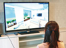 本社2階のショールームは地場工務店に開放し、TREND Arenaの3Dシミュレーションを使いプレゼンが行える。