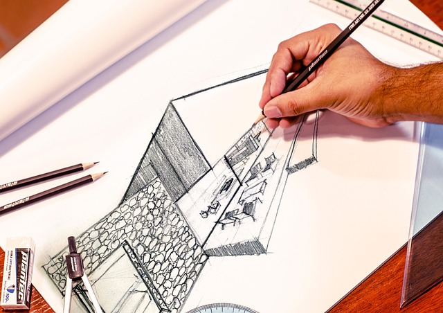 インテリアの絵を描く人