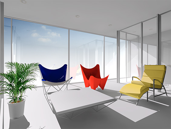3DソフトSketchUpTMで作成したデータを活用し海外の家具メーカー部品を配置